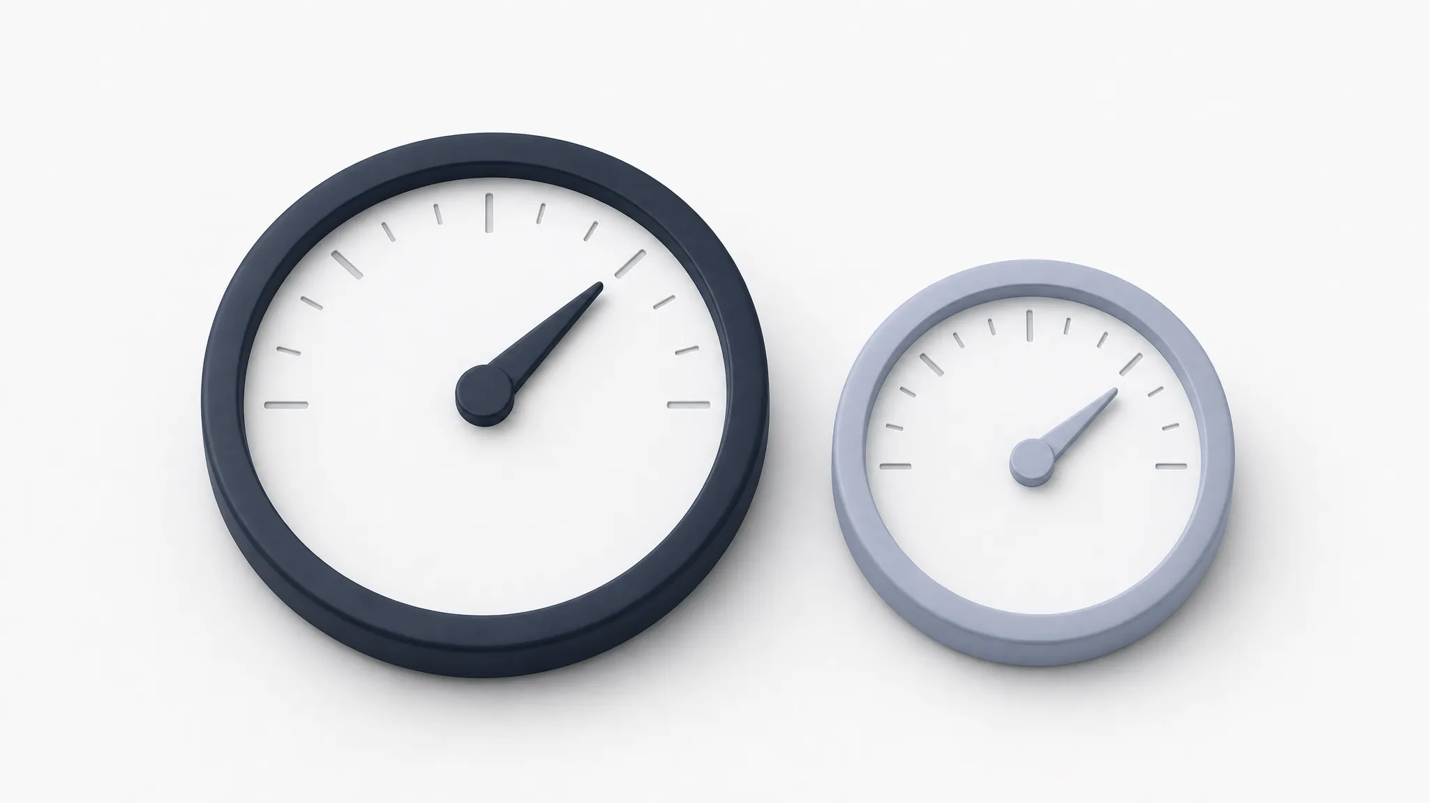 Two abstract speedometer-like dials side by side representing different measurement contexts