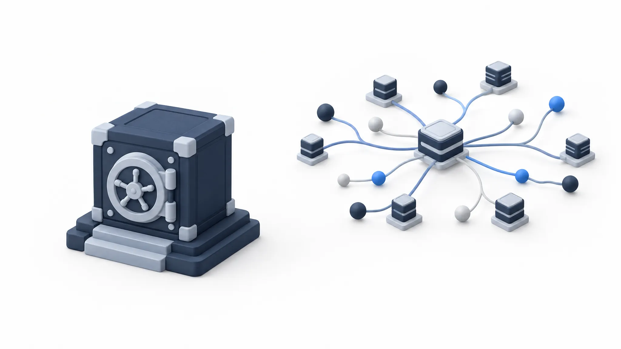 A single secure vault standing isolated and self-contained within a larger open facility